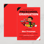 Grappig Red Boy Preschool Afstuderen Kaart (Voorkant / Achterkant)
