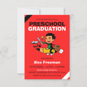 Grappig Red Boy Preschool Afstuderen Kaart