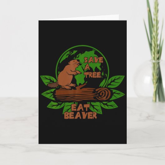 Grappig Red De Boom Eet De Bever Voor Aarde Vliegt Kaart (Voorkant)