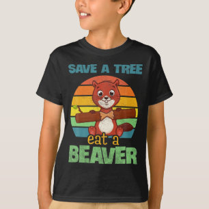 Grappig Red De Boom Eet De Bever Voor Aarde Vliegt T-shirt