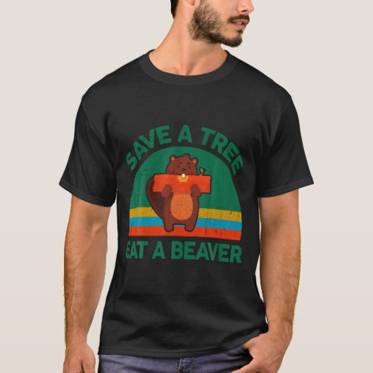 Grappig Red Een Boom Eet Een Bever Voor Aarde Plan T-shirt (Voorkant)