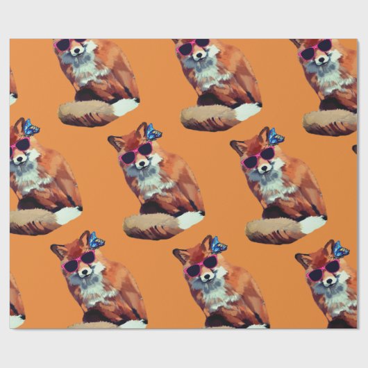 Grappig Red Fox Art inpakpapier (Vlak)
