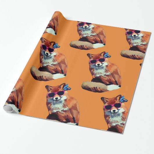 Grappig Red Fox Art inpakpapier (Uitgerold)