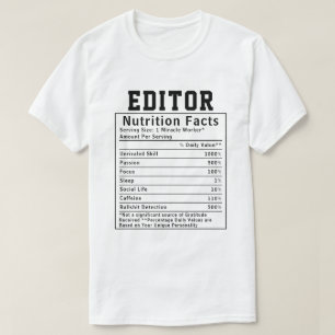 Grappig redacteur voedingsfeiten personeel werknem t-shirt