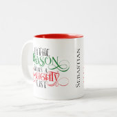 Grappig Reden Theres Ondeugend Lijst Kerstmis Tweekleurige Koffiemok (Voorkant links)