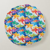 Grappig regenboog haai verjaardagsballonfeest kind rond kussen (Achterkant)