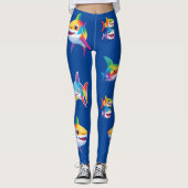 Grappig regenboog haai verjaardagsfeestje Familie  Leggings (Voorkant)