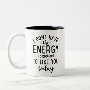 Grappig relaties cadeau, ik heb de energie niet tweekleurige koffiemok
