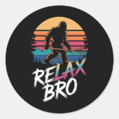 Grappig Relax Bro Sasquatch Lax Bigfoot Lacrosse P Ronde Sticker (Voorkant)