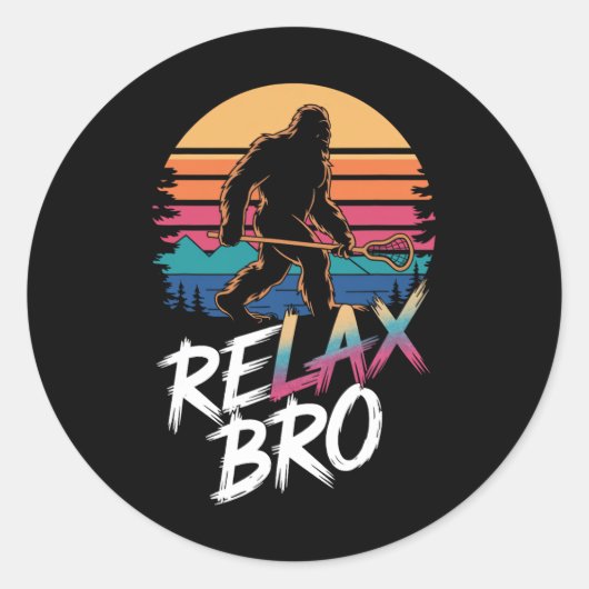 Grappig Relax Bro Sasquatch Lax Bigfoot Lacrosse P Ronde Sticker (Voorkant)