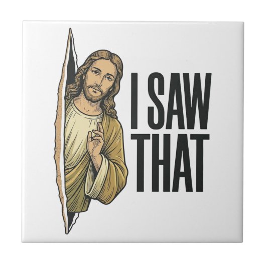 Grappig Religieus Ik Zag Dat Vintage Tegeltje (Voorkant)
