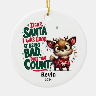 Grappig rendier Beste Kerstman Naughty Keramisch Ornament