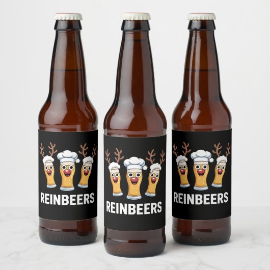Grappig rendier bier Kerst drinken  Etiket (Flessen)