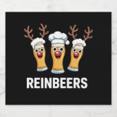 Grappig rendier bier Kerst drinken  Etiket (Enkel label)