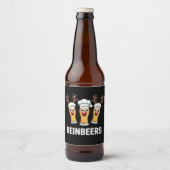 Grappig rendier bier Kerst drinken  Etiket (Voorkant)