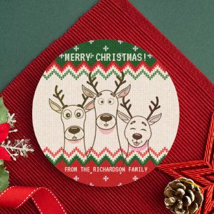 Grappig Rendier Custom Christmas Family Ronde Sticker