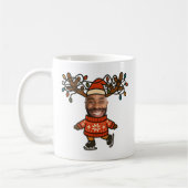 Grappig Rendier Custom Face Foto Kerstmis Koffiemok (Links)