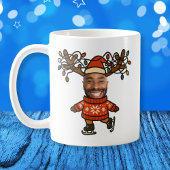 Grappig Rendier Custom Face Foto Kerstmis Koffiemok