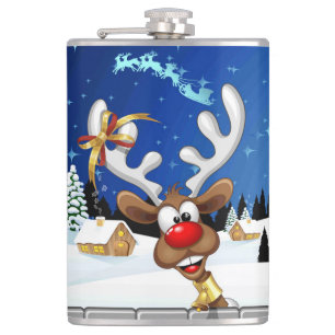 Grappig rendier dat gluurd Kerstmeme Heupfles