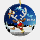 Grappig rendier dat gluurd Kerstmeme Keramisch Ornament (Voorkant)