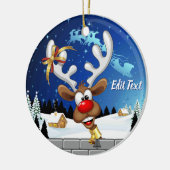 Grappig rendier dat gluurd Kerstmeme Keramisch Ornament (Links)