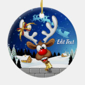 Grappig rendier dat gluurd Kerstmeme Keramisch Ornament (Achterkant)