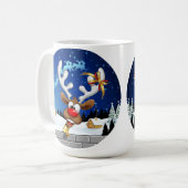 Grappig rendier dat gluurd Kerstmeme Koffiemok (Voorkant links)