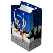 Grappig rendier dat gluurd Kerstmeme Medium Cadeauzakje (Voorkant Gekanteld)