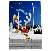 Grappig rendier dat gluurd Kerstmeme Medium Cadeauzakje (Achterkant)