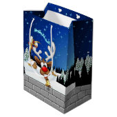 Grappig rendier dat gluurd Kerstmeme Medium Cadeauzakje (Achterkant Gekanteld)