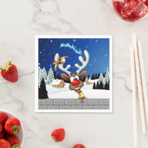 Grappig rendier dat gluurd Kerstmeme Servet