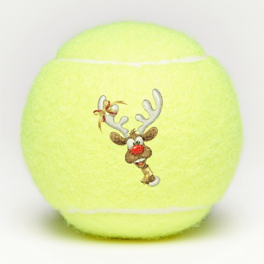Grappig rendier dat gluurd Kerstmeme Tennisballen (Voorkant)