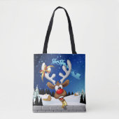 Grappig rendier dat gluurd Kerstmeme Tote Bag (Voorkant)