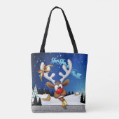 Grappig rendier dat gluurd Kerstmeme Tote Bag (Achterkant)