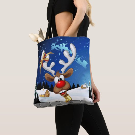 Grappig rendier dat gluurd Kerstmeme Tote Bag (Dichtbij)