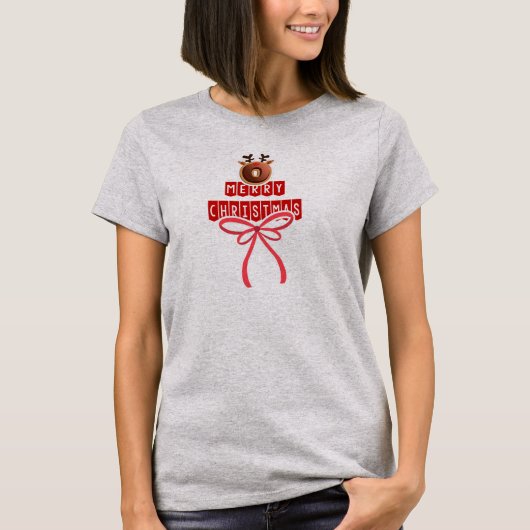 Grappig Rendier Donut Modern Vrolijk Kerstfeest T-shirt (Voorkant)