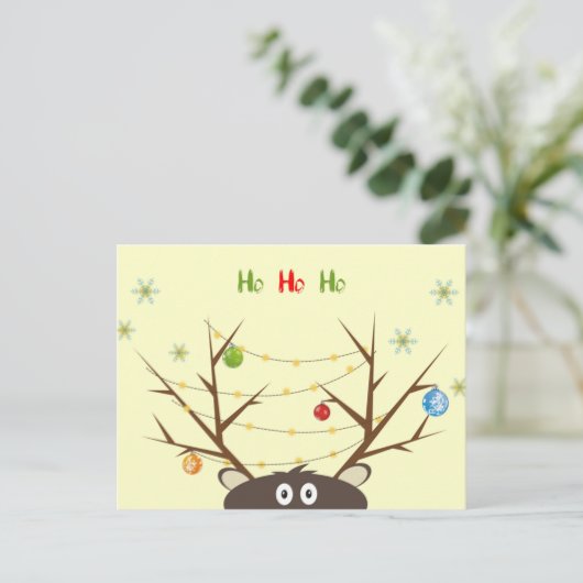 Grappig Rendier Feestdagenkaart (Staand voorkant)