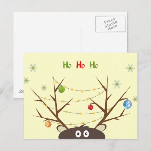 Grappig Rendier Feestdagenkaart (Voorkant / Achterkant)