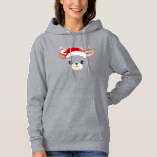 Grappig rendier gezicht blij vrolijk kerstgezin hoodie