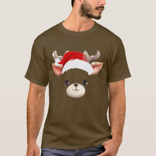 Grappig rendier gezicht blij vrolijk kerstgezin t-shirt