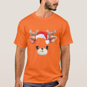 Grappig rendier gezicht blij vrolijk kerstgezin t-shirt