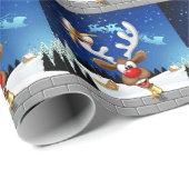 Grappig rendier glurend Kerstmeme Cadeaupapier (Rol Hoek)