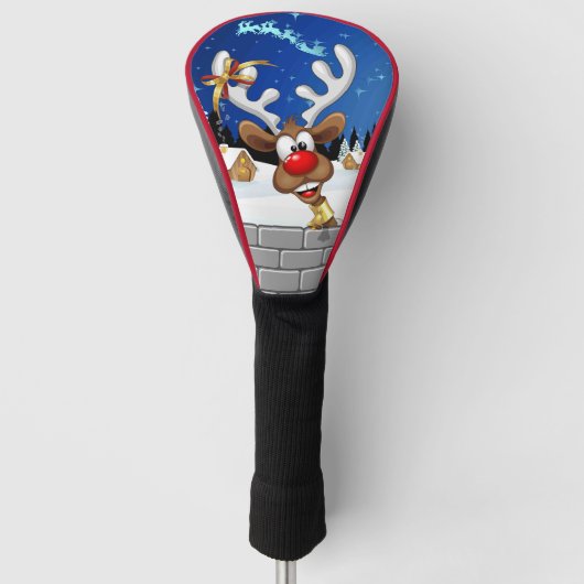 Grappig rendier glurend Kerstmeme Golfheadcover (Voorkant)