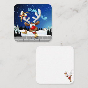 Grappig rendier glurend Kerstmeme Notitiekaartje
