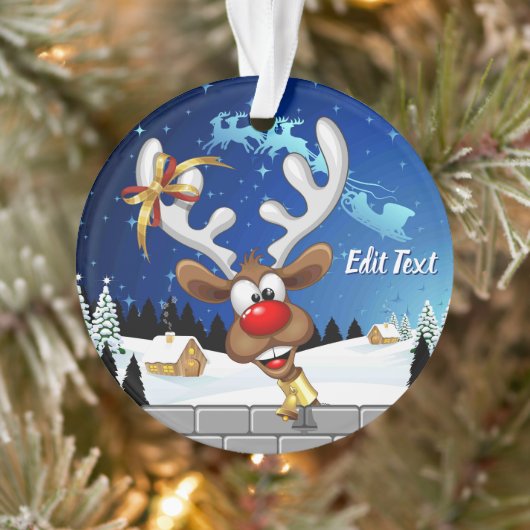 Grappig rendier glurend Kerstmeme Ornament (Boom)