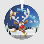 Grappig rendier glurend Kerstmeme Ornament (achterkant)