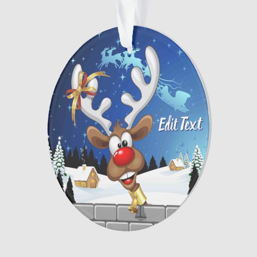 Grappig rendier glurend Kerstmeme Ornament (voorkant)