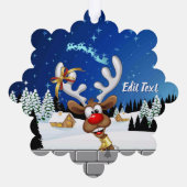 Grappig rendier glurend Kerstmeme Ornament Kaart (Achterkant)