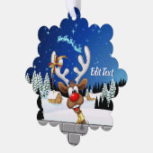 Grappig rendier glurend Kerstmeme Ornament Kaart (Links)