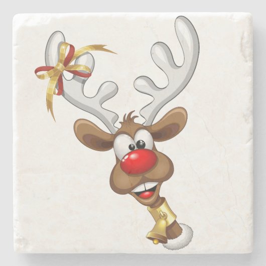 Grappig rendier glurend Kerstmeme Stenen Onderzetter (Voorkant)